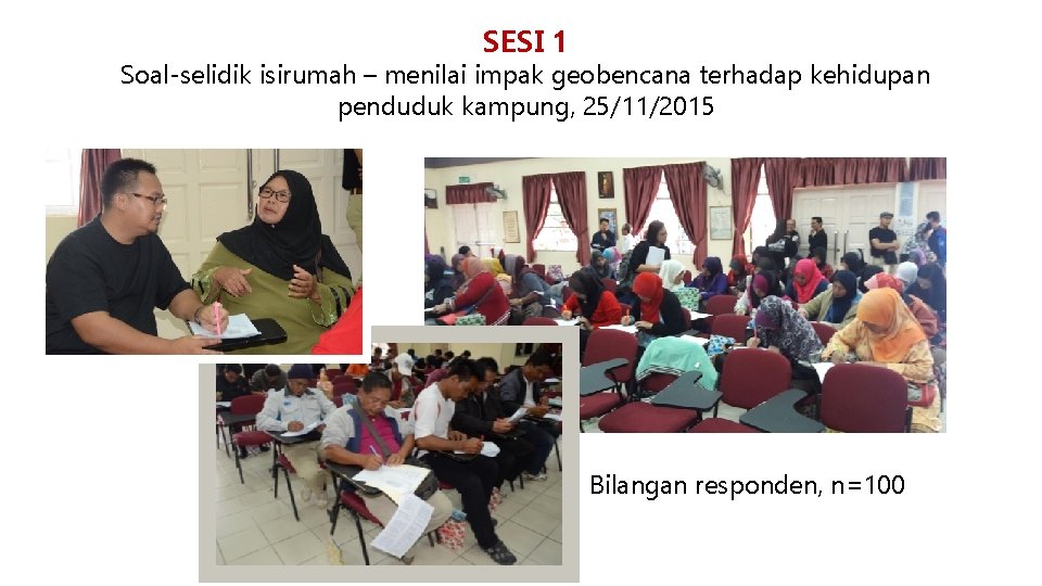 SESI 1 Soal-selidik isirumah – menilai impak geobencana terhadap kehidupan penduduk kampung, 25/11/2015 Bilangan