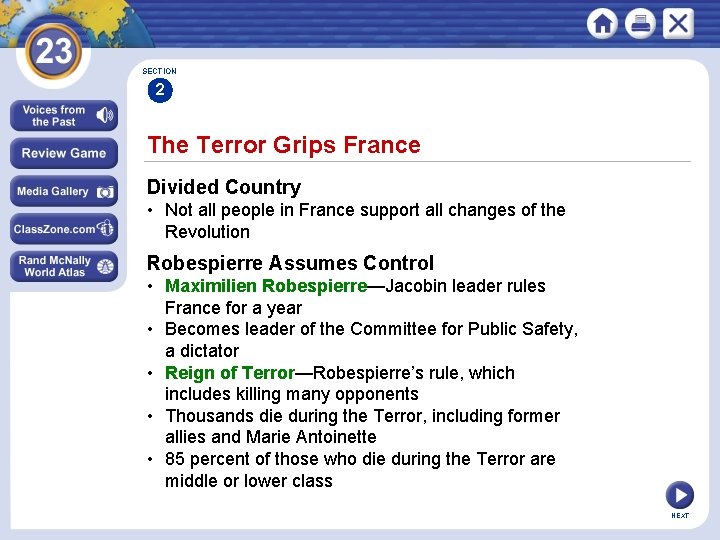 SECTION 2 The Terror Grips France Divided Country • Not all people in France