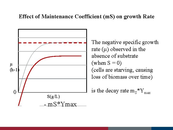 Effect of Maintenance Coefficient (m. S) on growth Rate The negative specific growth rate