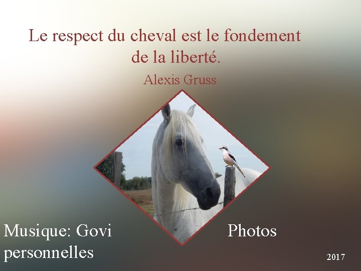 Le respect du cheval est le fondement de la liberté. Alexis Gruss Musique: Govi