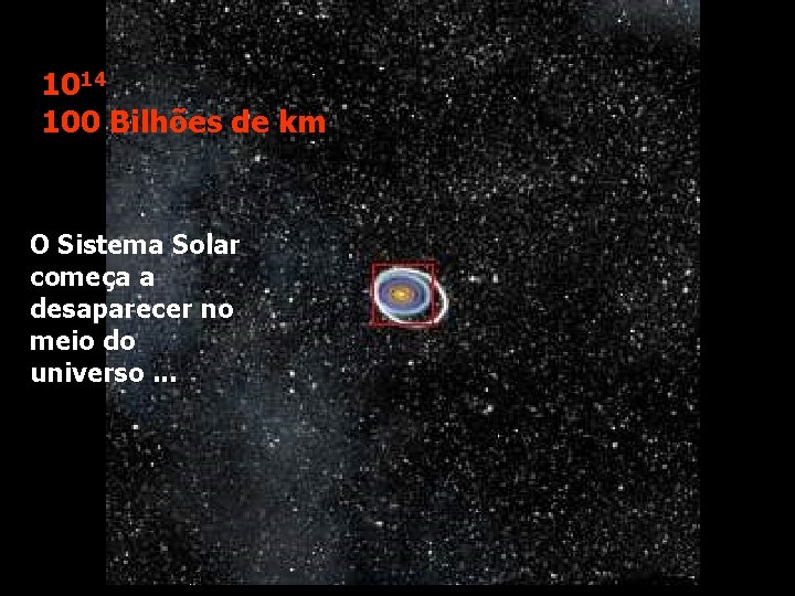1014 100 Bilhões de km O Sistema Solar começa a desaparecer no meio do