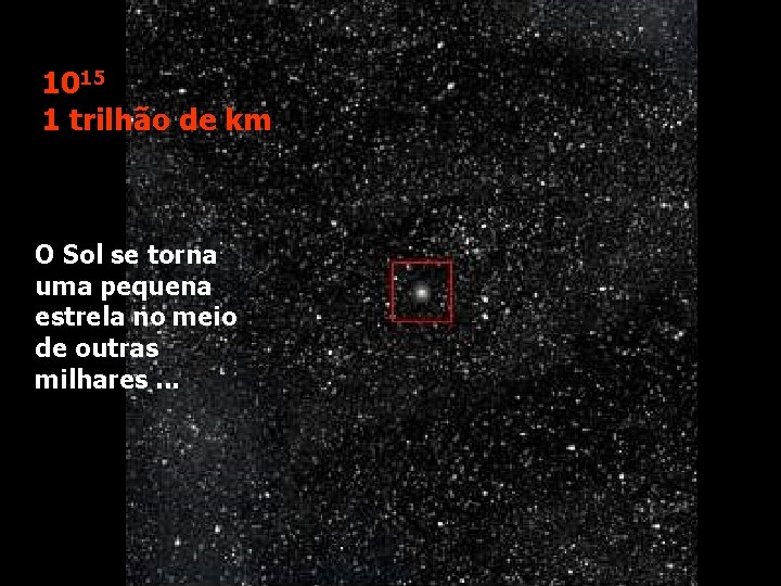 1015 1 trilhão de km O Sol se torna uma pequena estrela no meio