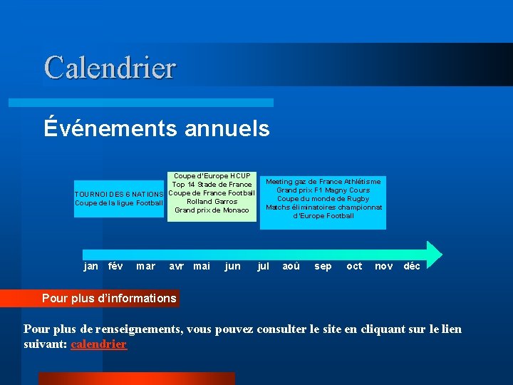 Calendrier Événements annuels Coupe d’Europe HCUP Top 14 Stade de France TOURNOI DES 6