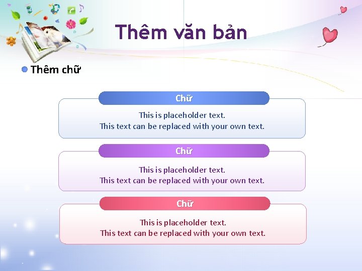 Thêm văn bản Thêm chữ Chữ This is placeholder text. This text can be