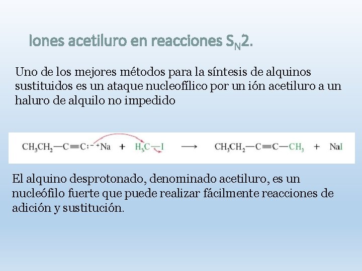 Iones acetiluro en reacciones SN 2. Uno de los mejores métodos para la síntesis