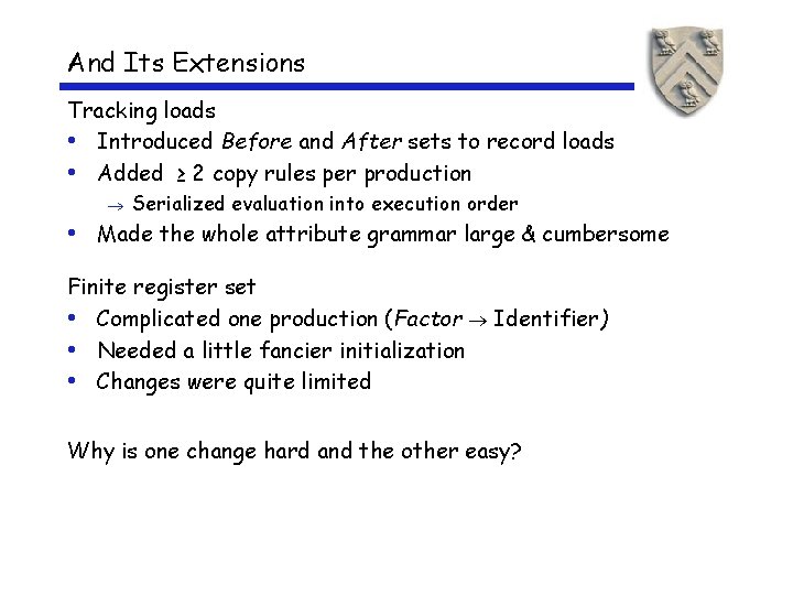 And Its Extensions Tracking loads • Introduced Before and After sets to record loads