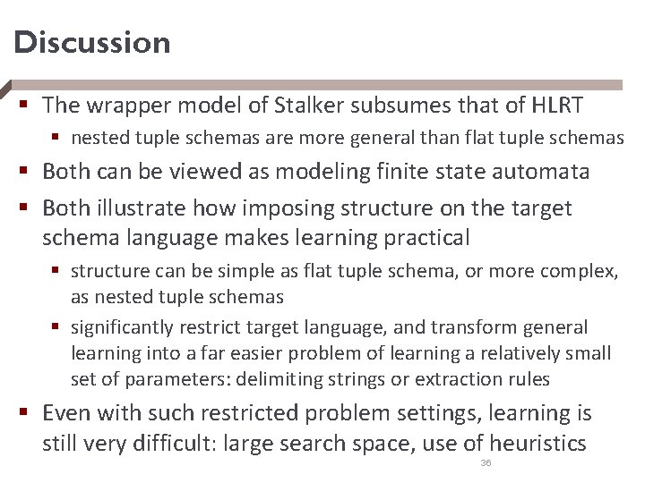 Discussion § The wrapper model of Stalker subsumes that of HLRT § nested tuple