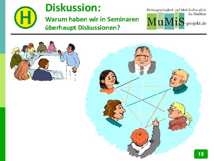 Diskussion: Warum haben wir in Seminaren überhaupt Diskussionen? 18 