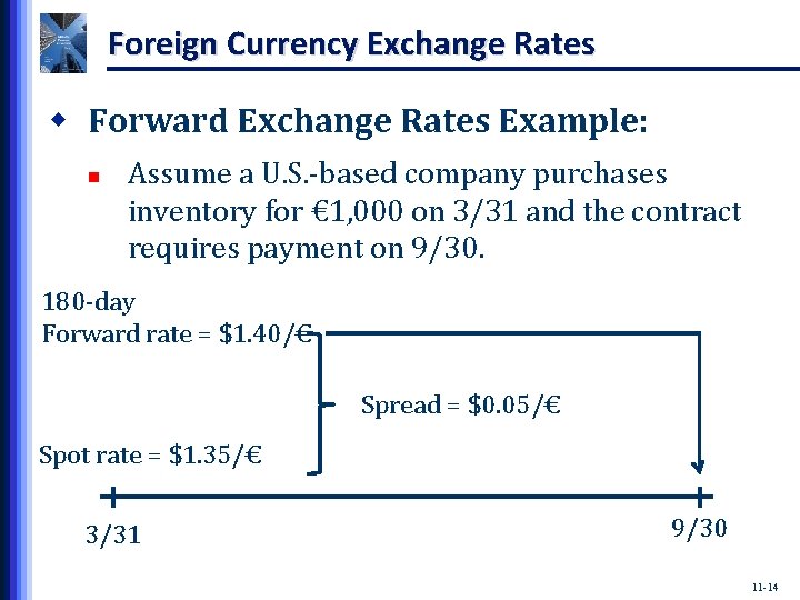 Foreign Currency Exchange Rates w Forward Exchange Rates Example: n Assume a U. S.