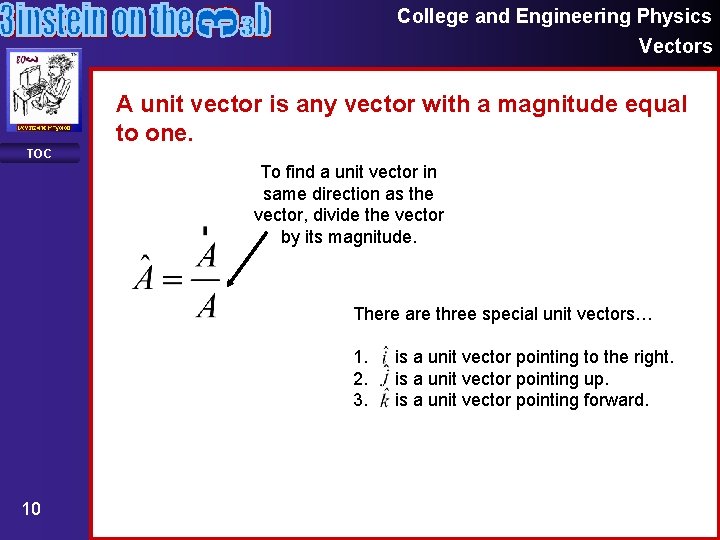 College and Engineering Physics Vectors A unit vector is any vector with a magnitude College and Engineering Physics Vectors A unit vector is any vector with a magnitude