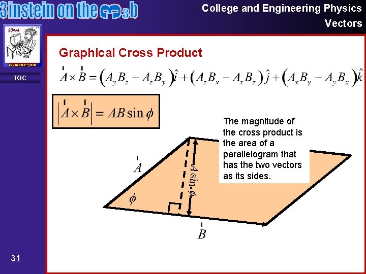 College and Engineering Physics Vectors Graphical Cross Product TOC A sin f 31 The College and Engineering Physics Vectors Graphical Cross Product TOC A sin f 31 The