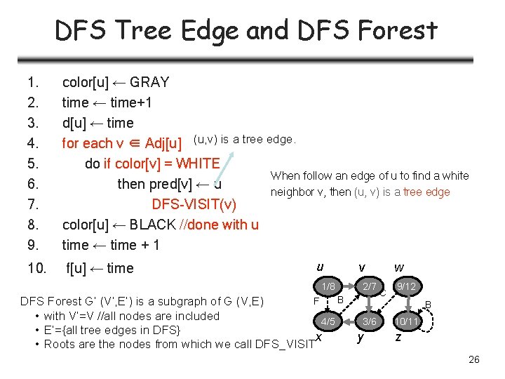 DFS Tree Edge and DFS Forest 1. 2. 3. 4. 5. 6. 7. 8.