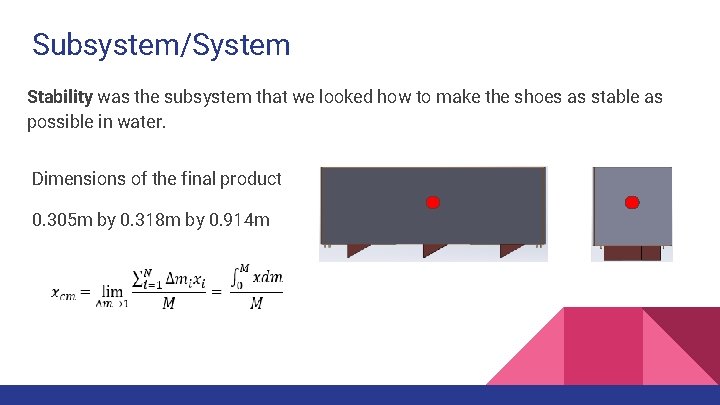 Subsystem/System Stability was the subsystem that we looked how to make the shoes as
