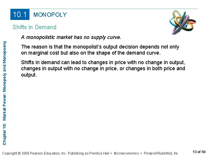 10. 1 MONOPOLY Shifts in Demand Chapter 10: Market Power: Monopoly and Monopsony A