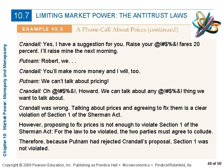 Chapter 10: Market Power: Monopoly and Monopsony 10. 7 LIMITING MARKET POWER: THE ANTITRUST