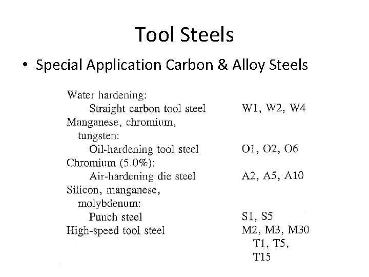 Tool Steels • Special Application Carbon & Alloy Steels 