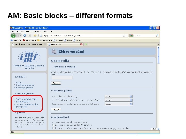 AM: Basic blocks – different formats 