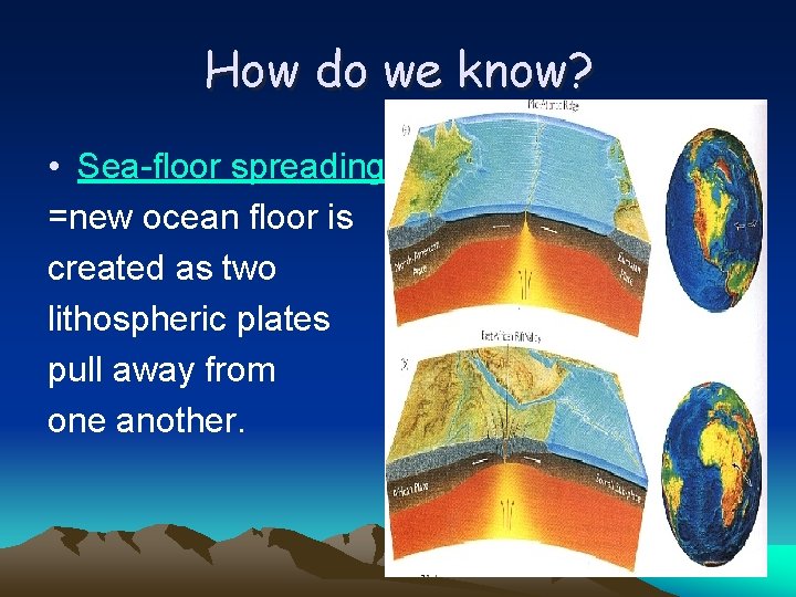 How do we know? • Sea-floor spreading =new ocean floor is created as two