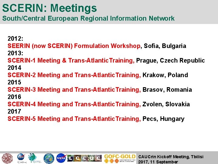 SCERIN: Meetings South/Central European Regional Information Network 2012: SEERIN (now SCERIN) Formulation Workshop, Sofia,