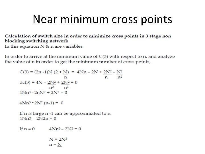 Near minimum cross points Near minimum cross points