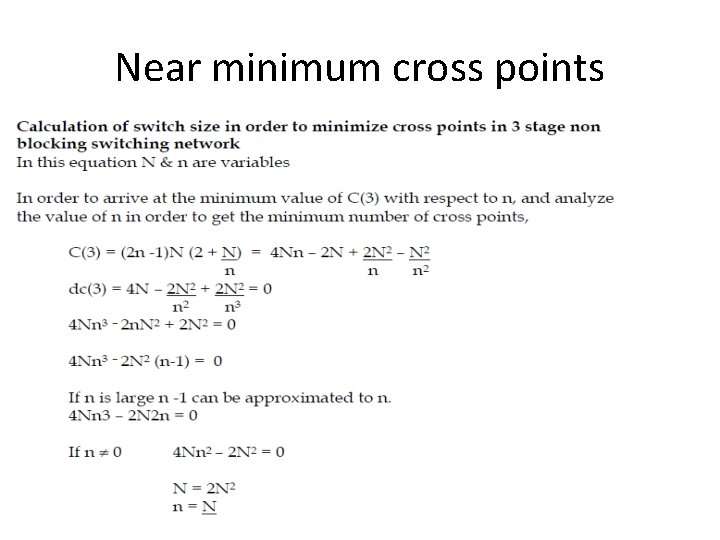 Near minimum cross points 