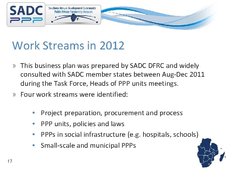 Work Streams in 2012 » This business plan was prepared by SADC DFRC and
