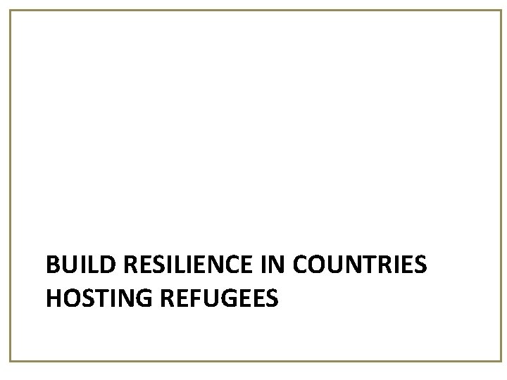 BUILD RESILIENCE IN COUNTRIES HOSTING REFUGEES 