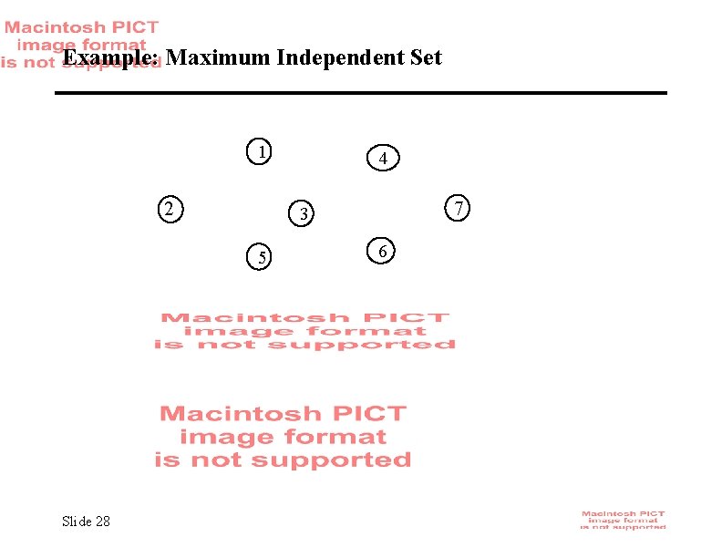 Example: Maximum Independent Set 1 2 7 3 5 Slide 28 4 6 
