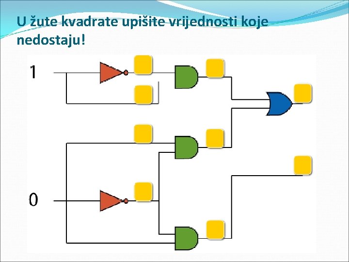 U žute kvadrate upišite vrijednosti koje nedostaju! 