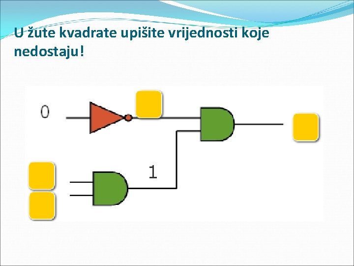 U žute kvadrate upišite vrijednosti koje nedostaju! 