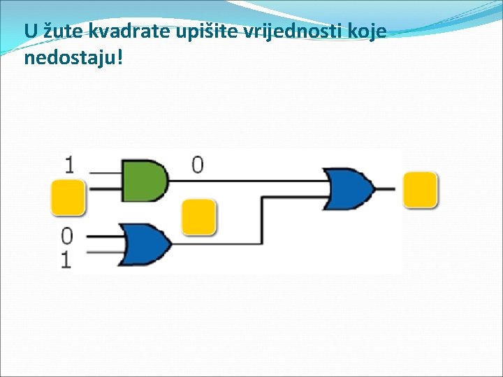 U žute kvadrate upišite vrijednosti koje nedostaju! 