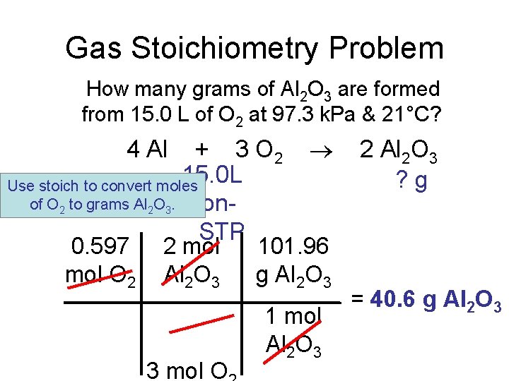 Gas Stoichiometry Problem How many grams of Al 2 O 3 are formed from