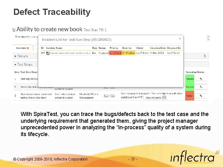 Defect Traceability With Spira. Test, you can trace the bugs/defects back to the test