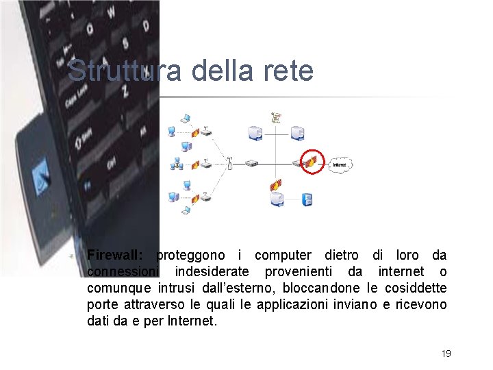 Struttura della rete Firewall: proteggono i computer dietro di loro da connessioni indesiderate provenienti