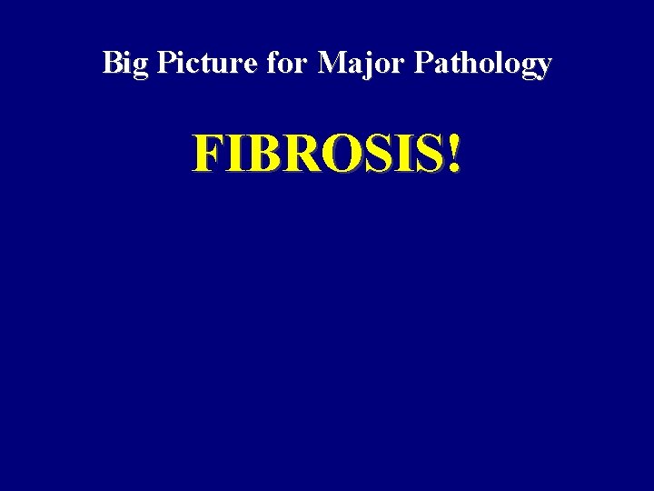 Big Picture for Major Pathology FIBROSIS! 