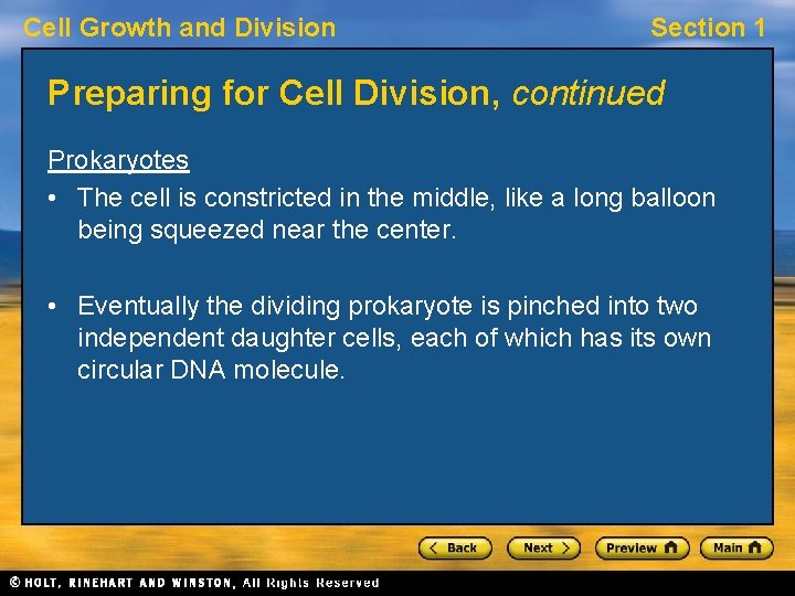 Cell Growth and Division Section 1 Cell Reproduction
