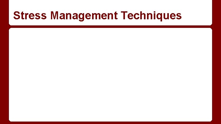 Stress Management Techniques 