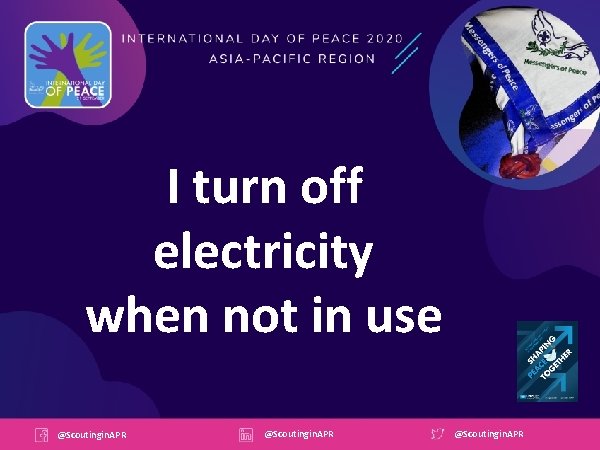 I turn off electricity when not in use @Scoutingin. APR 