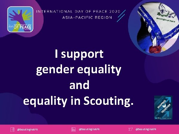 I support gender equality and equality in Scouting. @Scoutingin. APR 