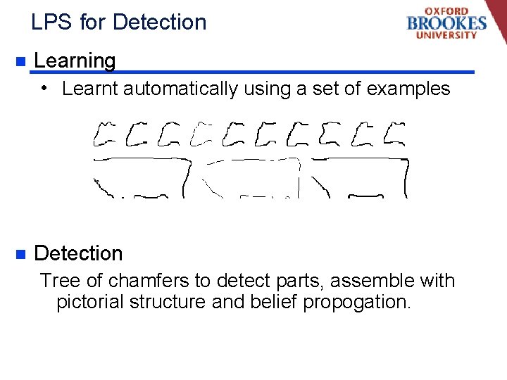 LPS for Detection n Learning • Learnt automatically using a set of examples n