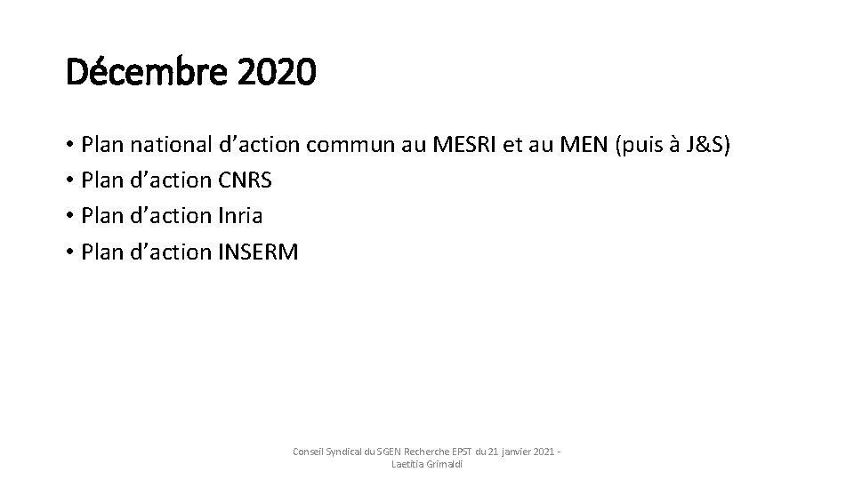 Décembre 2020 • Plan national d’action commun au MESRI et au MEN (puis à