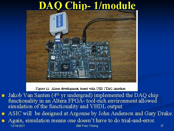 DAQ Chip- 1/module n n n Jakob Van Santen (4 th yr undergrad) implemented DAQ Chip- 1/module n n n Jakob Van Santen (4 th yr undergrad) implemented