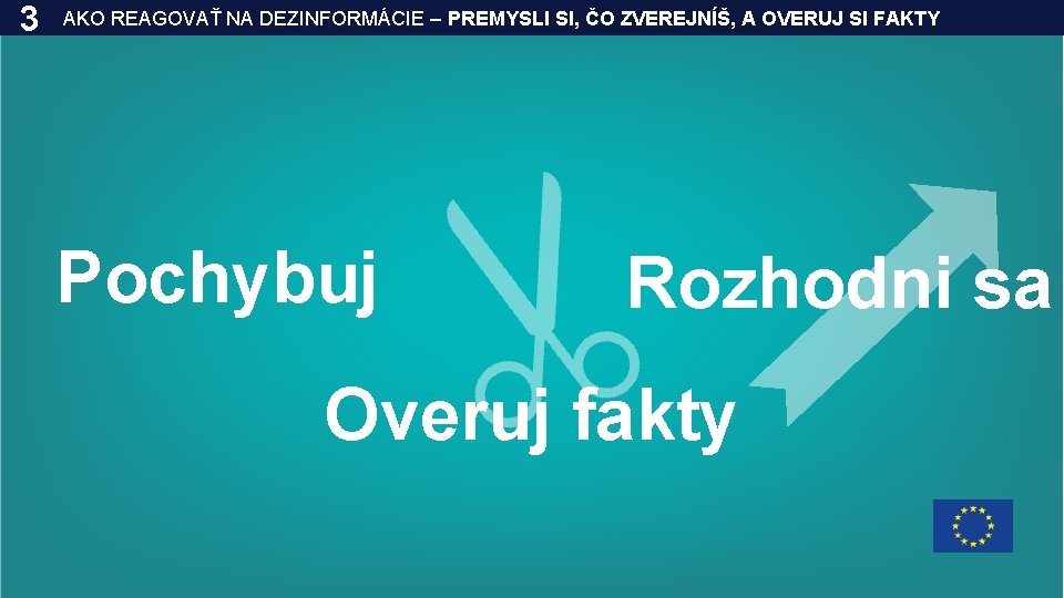 3 AKO REAGOVAŤ NA DEZINFORMÁCIE – PREMYSLI SI, ČO ZVEREJNÍŠ, A OVERUJ SI FAKTY 3 AKO REAGOVAŤ NA DEZINFORMÁCIE – PREMYSLI SI, ČO ZVEREJNÍŠ, A OVERUJ SI FAKTY
