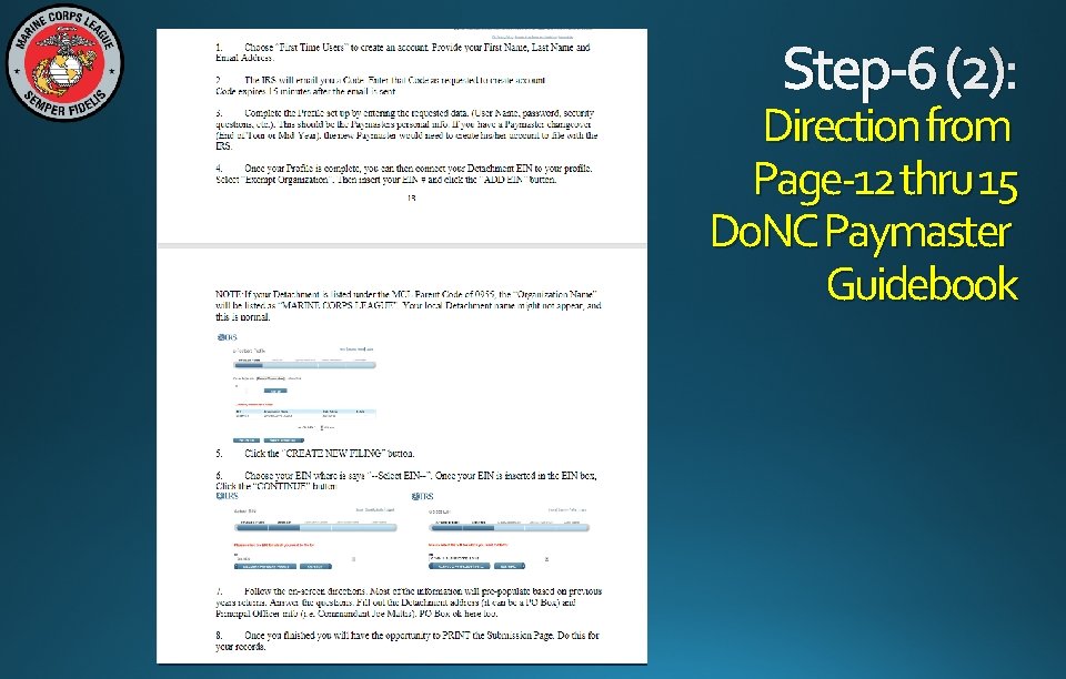 Step-6 (2): Direction from Page-12 thru 15 Do. NC Paymaster Guidebook 