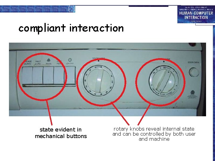 compliant interaction state evident in mechanical buttons rotary knobs reveal internal state and can