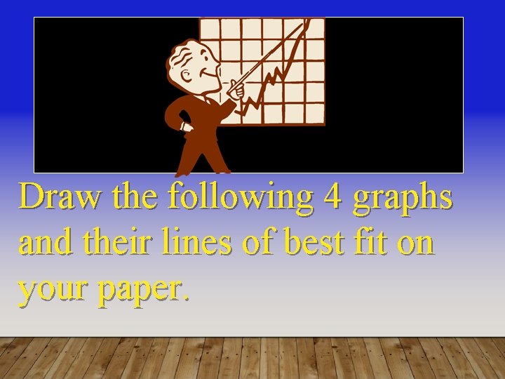 Draw the following 4 graphs and their lines of best fit on your paper.