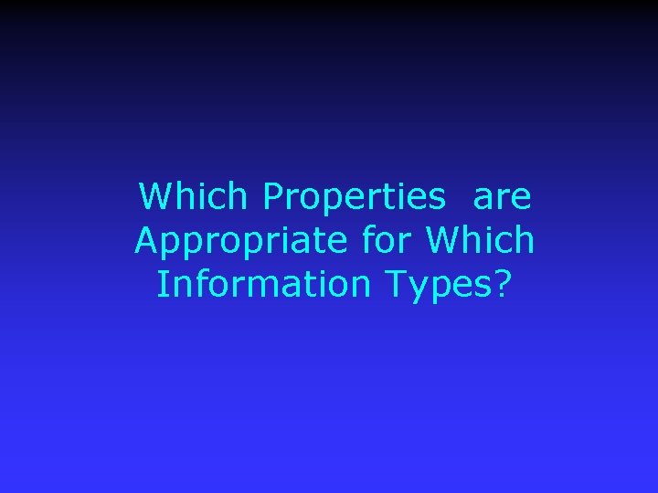 Which Properties are Appropriate for Which Information Types? 