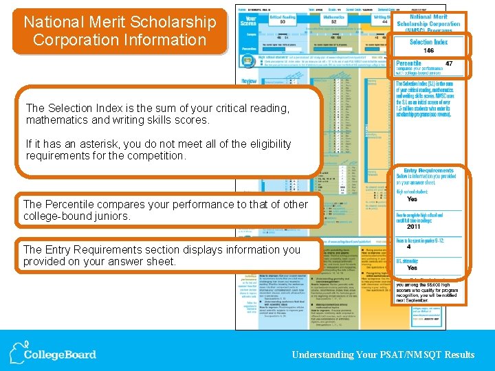 National Merit Scholarship Corporation Information The Selection Index is the sum of your critical