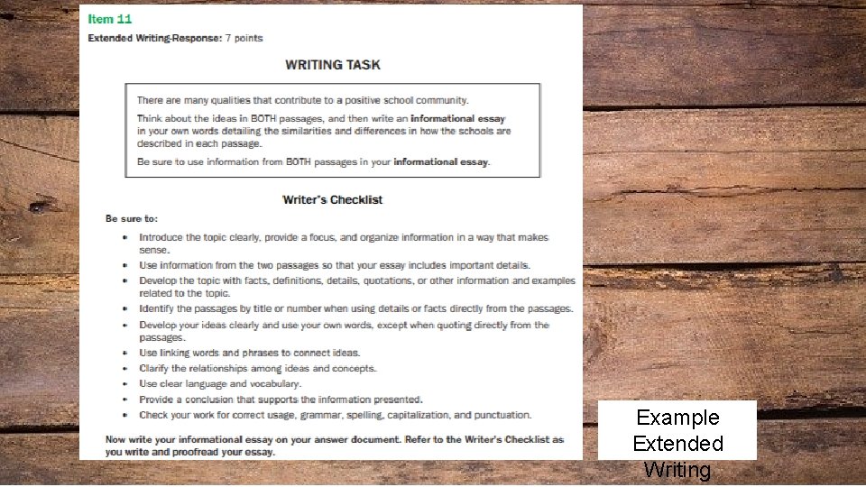 Example Extended Writing 