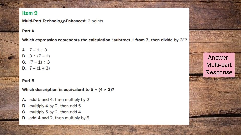 Answer. Multi-part Response 